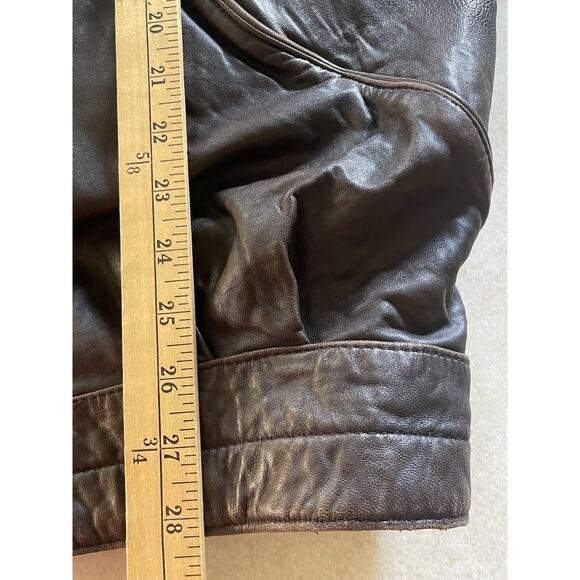 Vtg Jacket Golden Collection By Rafaello Y2K Mens 80s Leather XL Brown Bomber - Picture 14 of 15